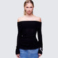 Arlina Black Fine Knit Top model front