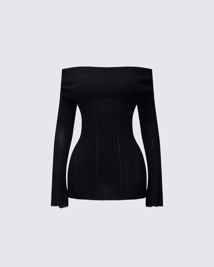 Arlina Black Fine Knit Top product front