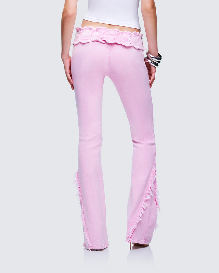 Women's red cotton pants close-up detail – FINESSE