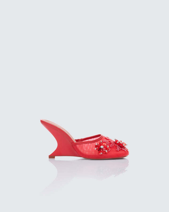 Women's red mesh sandals – FINESSE