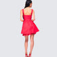 Women's red cotton mini dress alternate angle – FINESSE