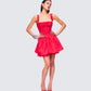 Women's red cotton mini dress alternate angle – FINESSE