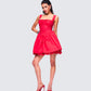 Women's red cotton mini dress alternate angle – FINESSE