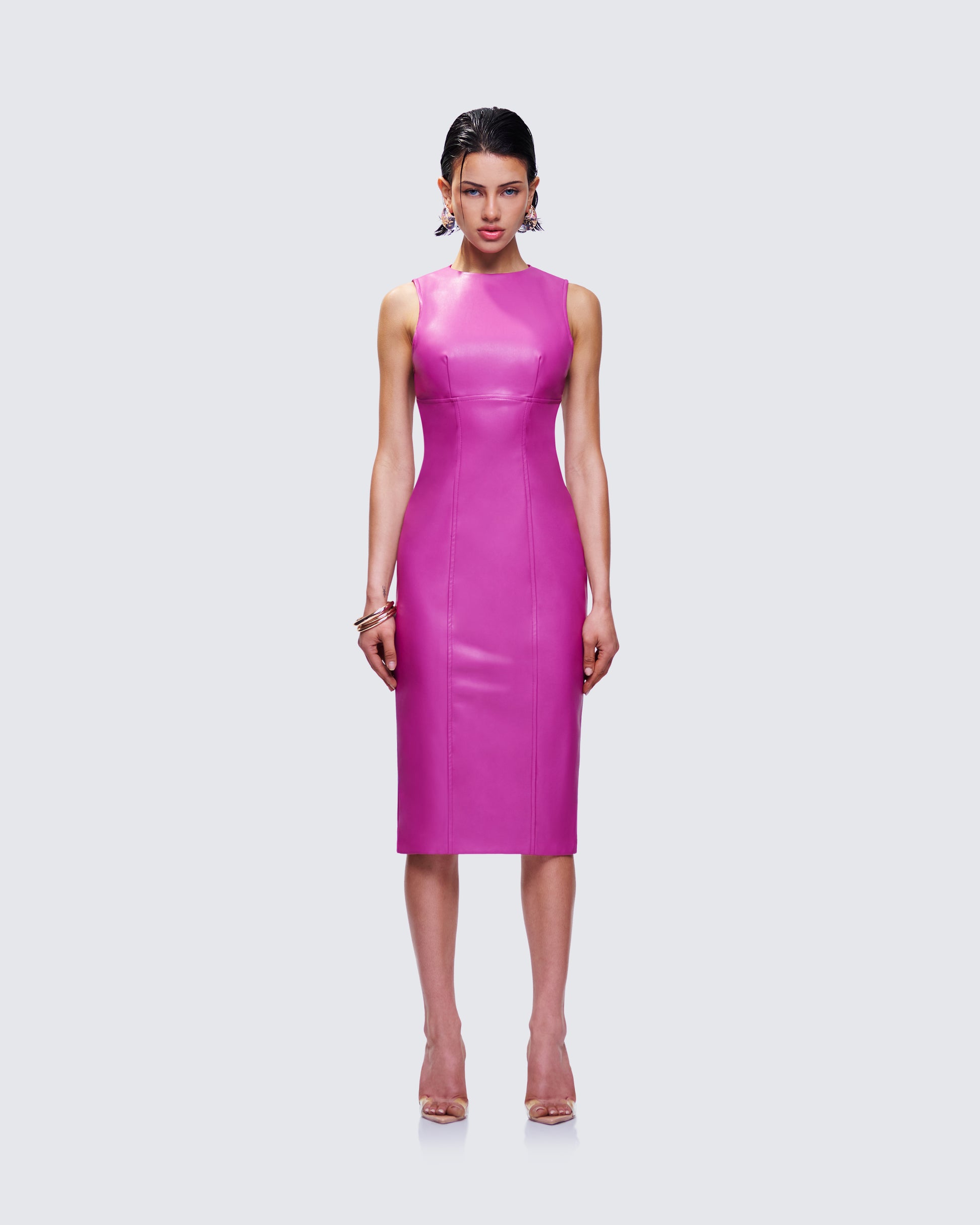 Women's cotton midi dress front view – FINESSE