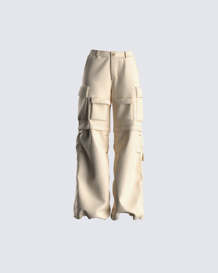 Women's tan cotton cargo pants – FINESSE
