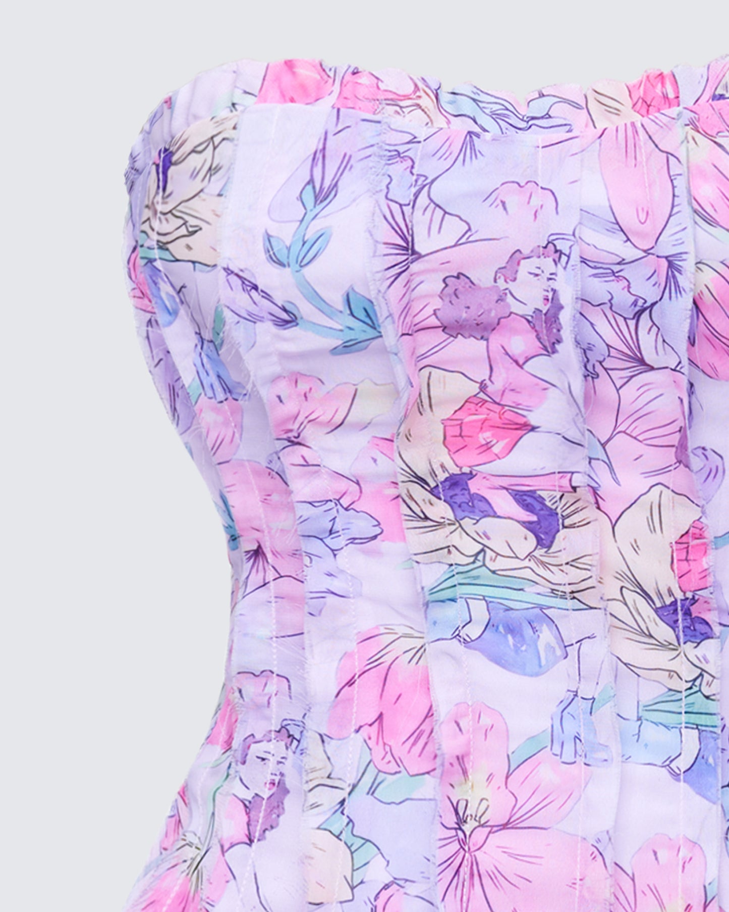 Claudette Lilac Printed Chiffon Corset Top