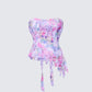 Claudette Lilac Printed Chiffon Corset Top product front