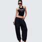 Women's black tank top alternate angle – FINESSE