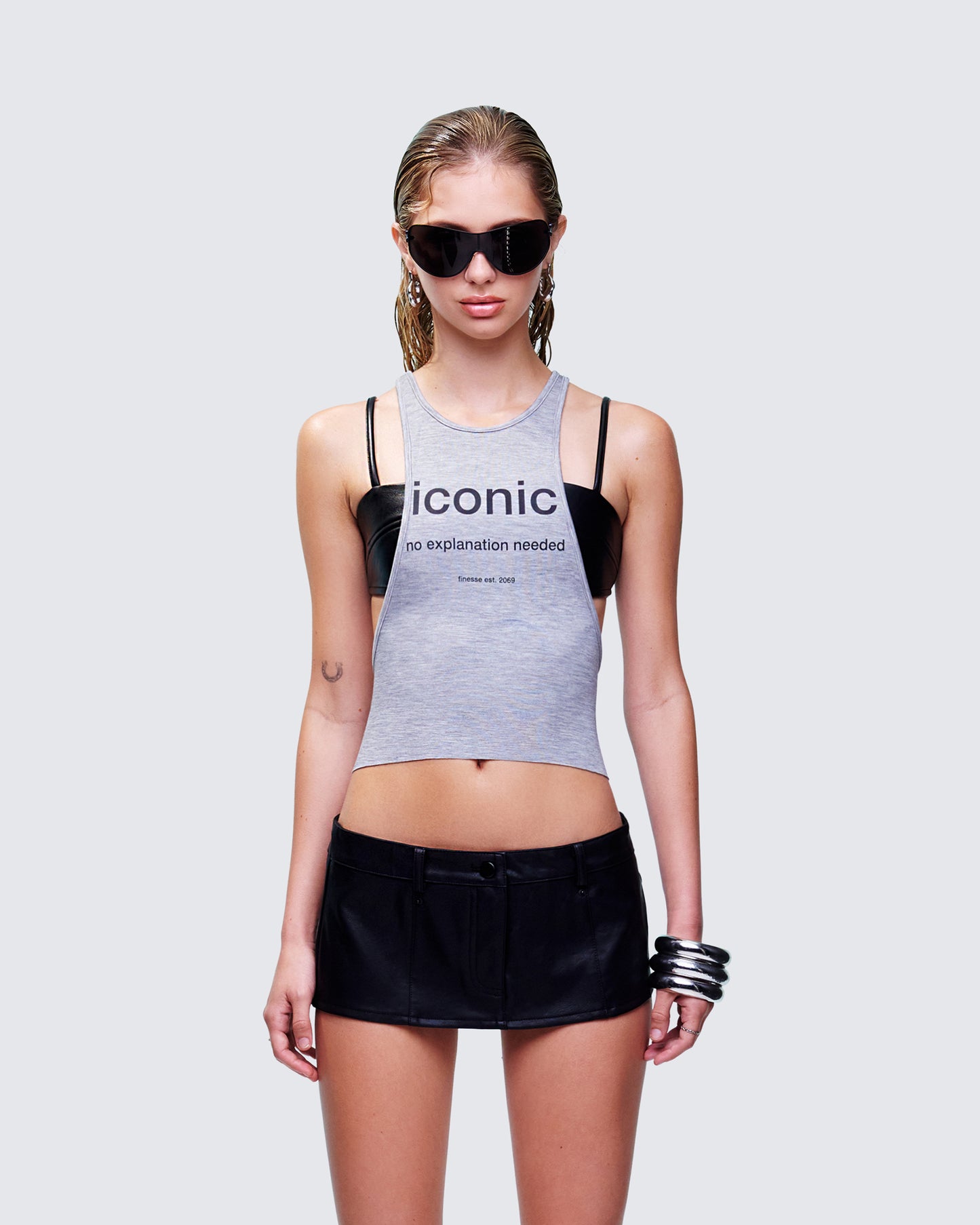 Women's grey tank top front view – FINESSE