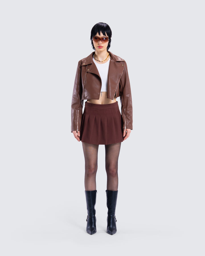 Women's brown matching set close-up detail – FINESSE