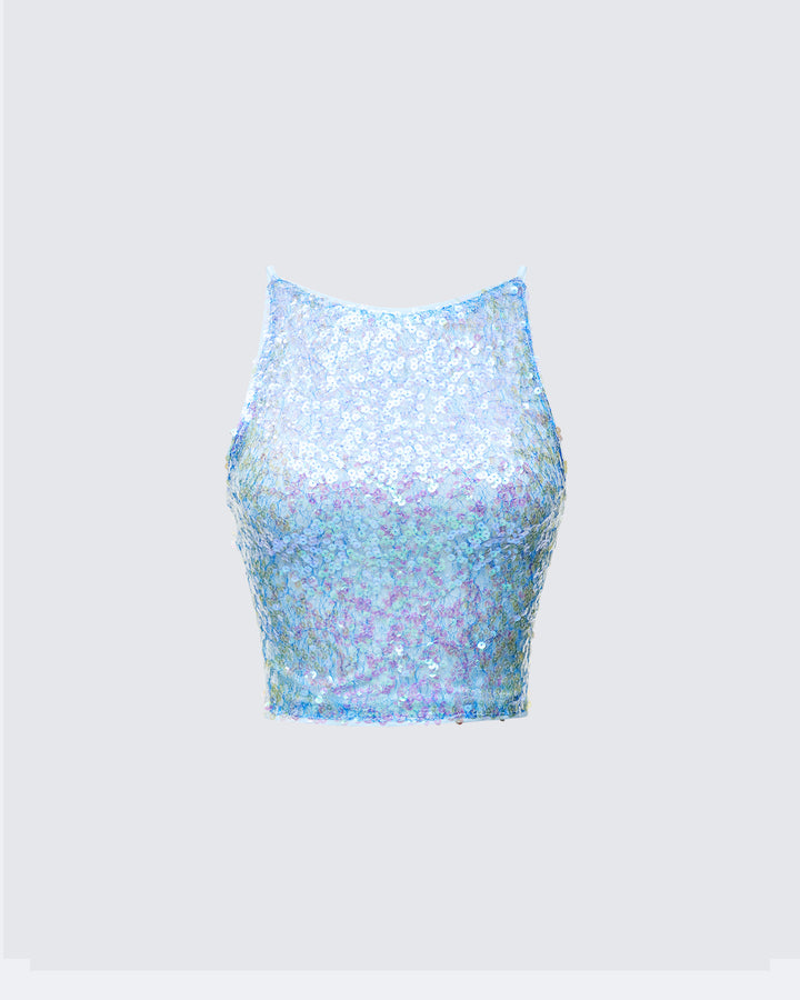 Women's blue matching set close-up detail – FINESSE