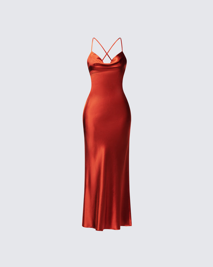 Women's orange maxi dress – FINESSE