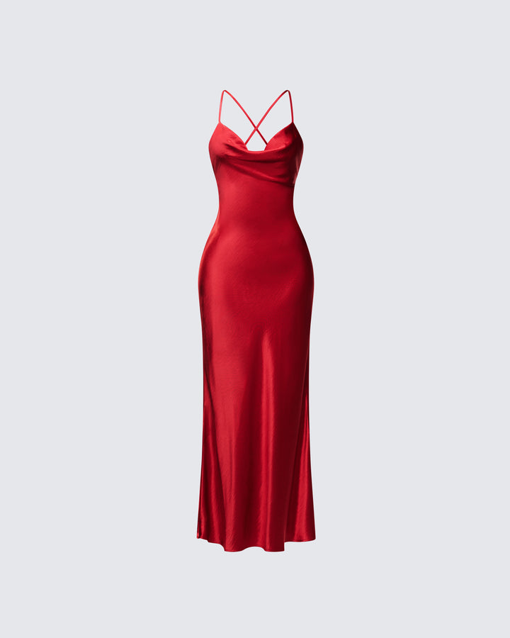 Women's red maxi dress – FINESSE