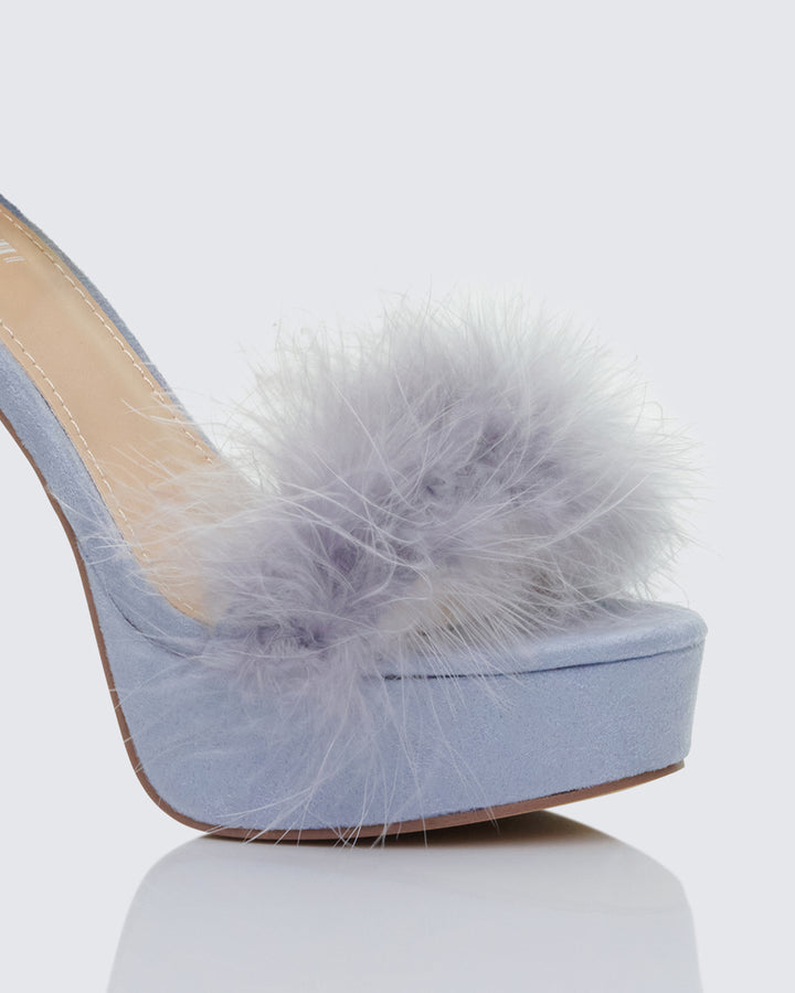 Women's blue heels close-up detail – FINESSE