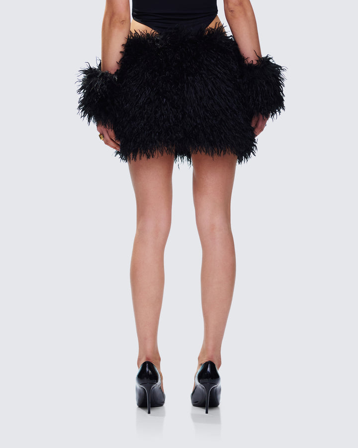 Women's black mini skirt close-up detail – FINESSE