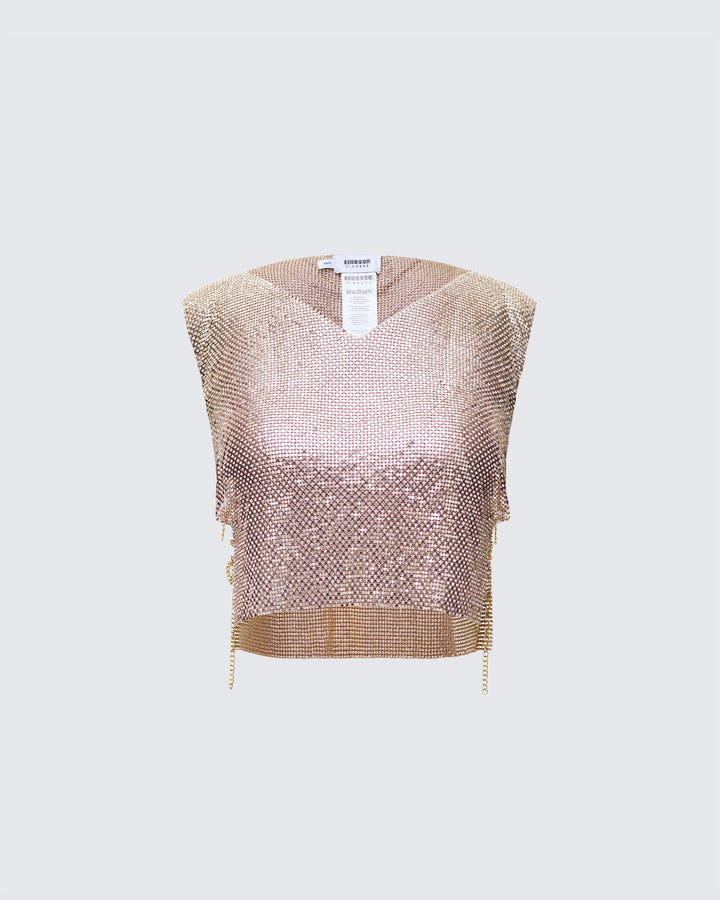 Fayla Gold Chainmail Square Top product front