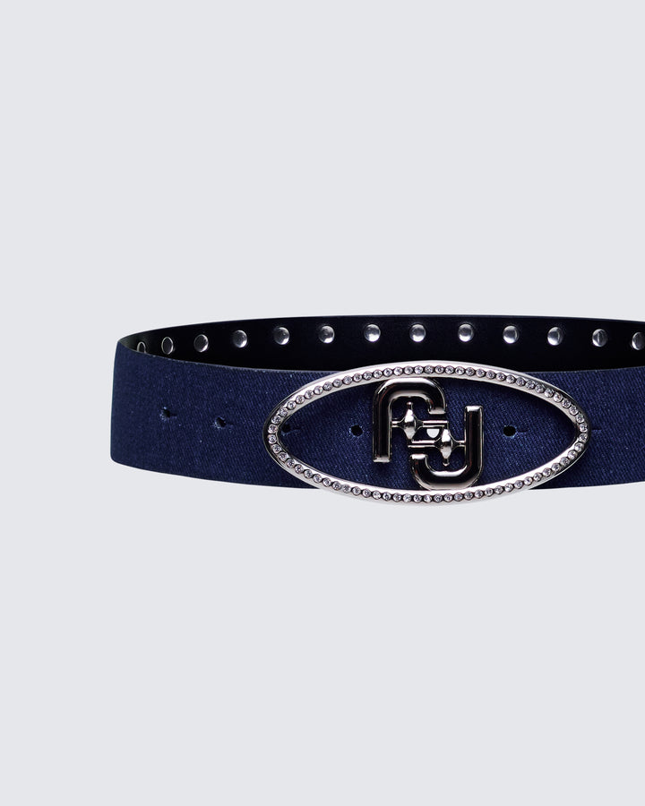 Fidelia Blue Denim Finesse Icon Plate Diamonte Belt