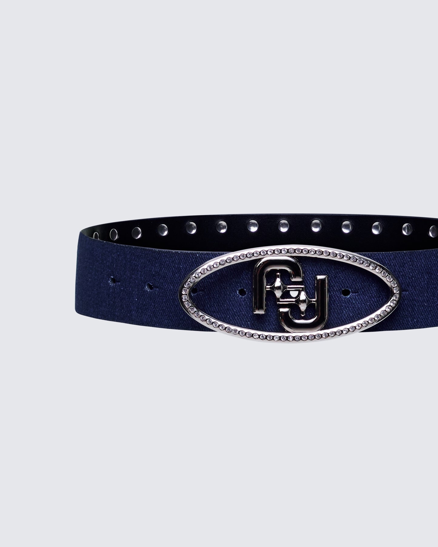 Fidelia Blue Denim Finesse Icon Plate Diamonte Belt