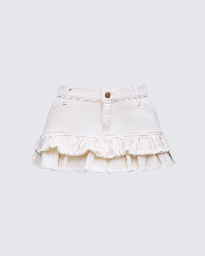 Women's ivory cotton mini skirt – FINESSE