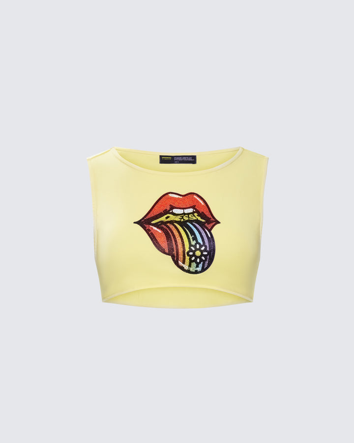 Women's yellow cotton crop top – FINESSE
