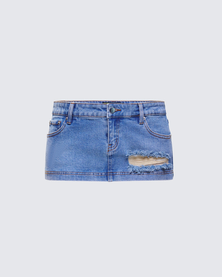 Women's blue cotton mini skirt – FINESSE