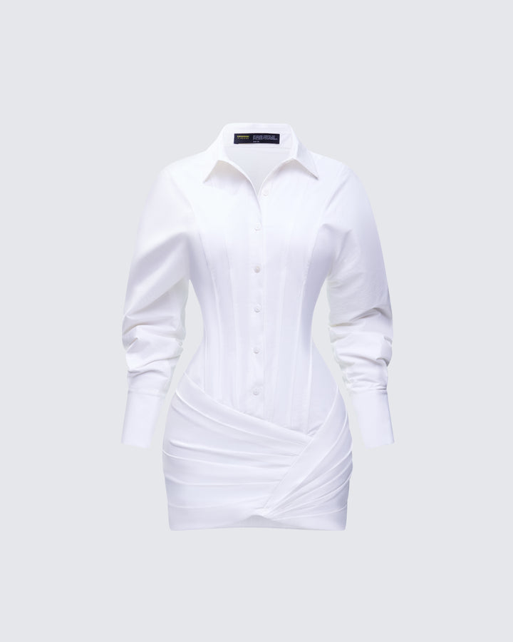 Women's white cotton mini dress – FINESSE