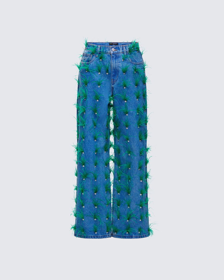Women's blue cotton pants – FINESSE