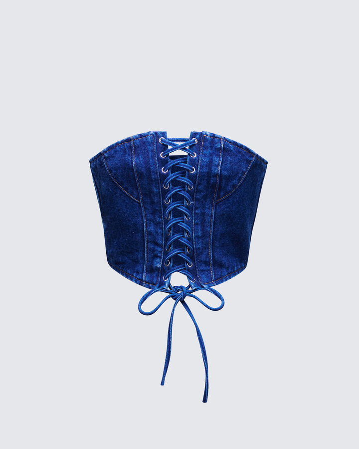 Women's blue cotton corset top – FINESSE