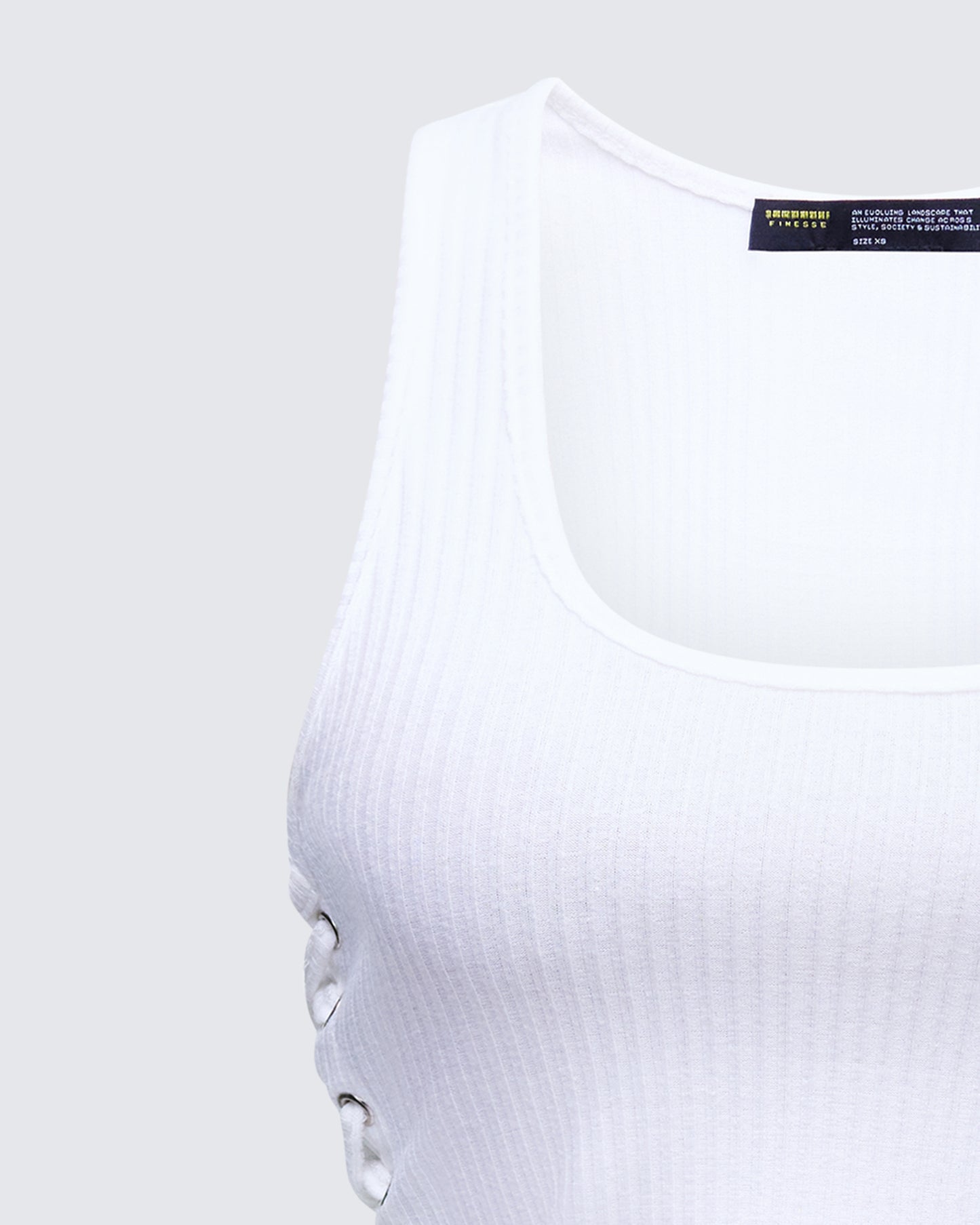 Women's white tank top alternate angle – FINESSE