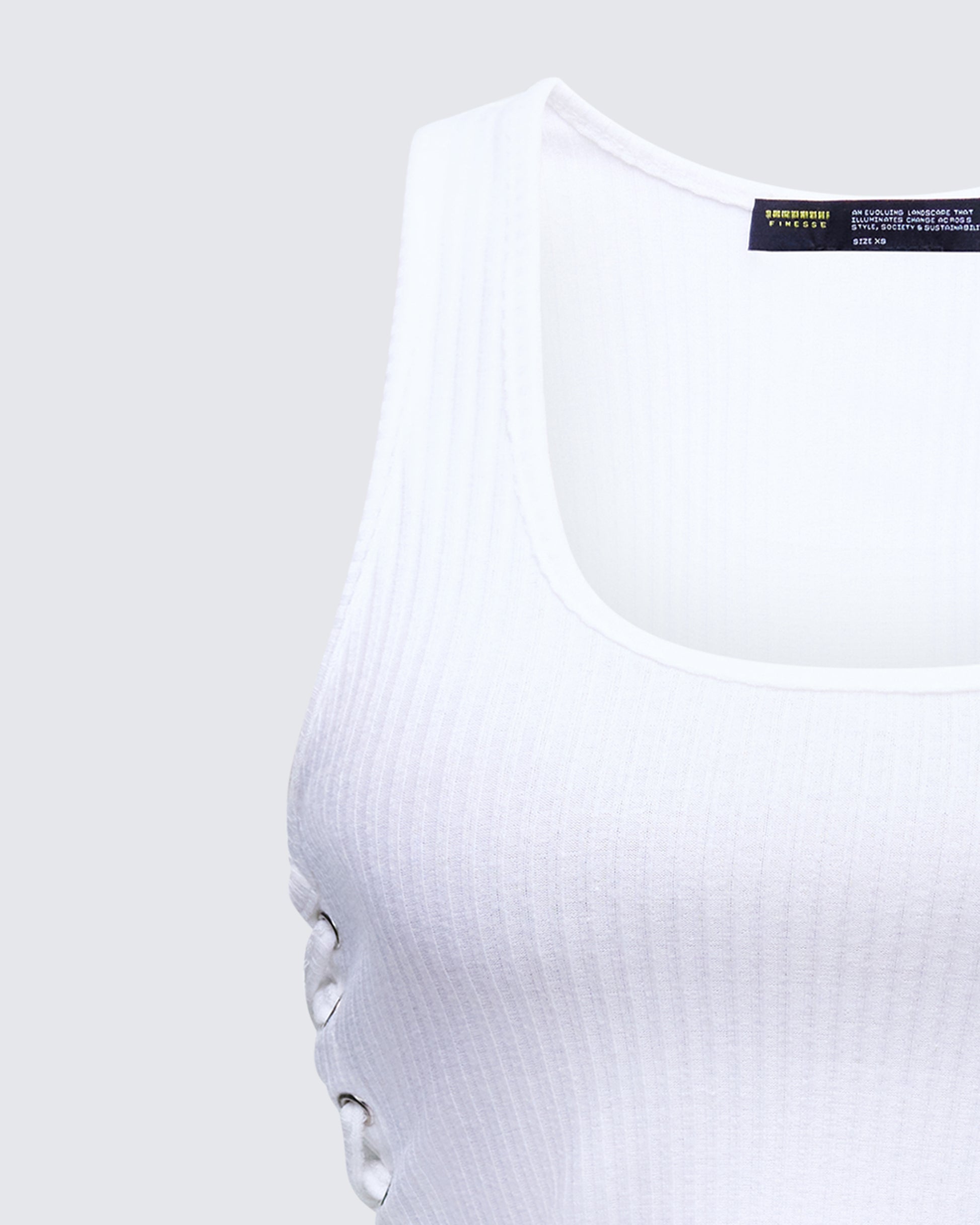 Women's white tank top alternate angle – FINESSE