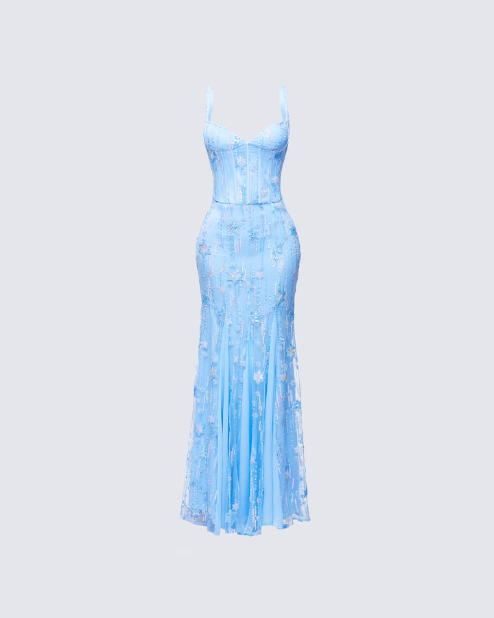 Women's blue maxi dress – FINESSE