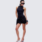 Women's black mini dress close-up detail – FINESSE
