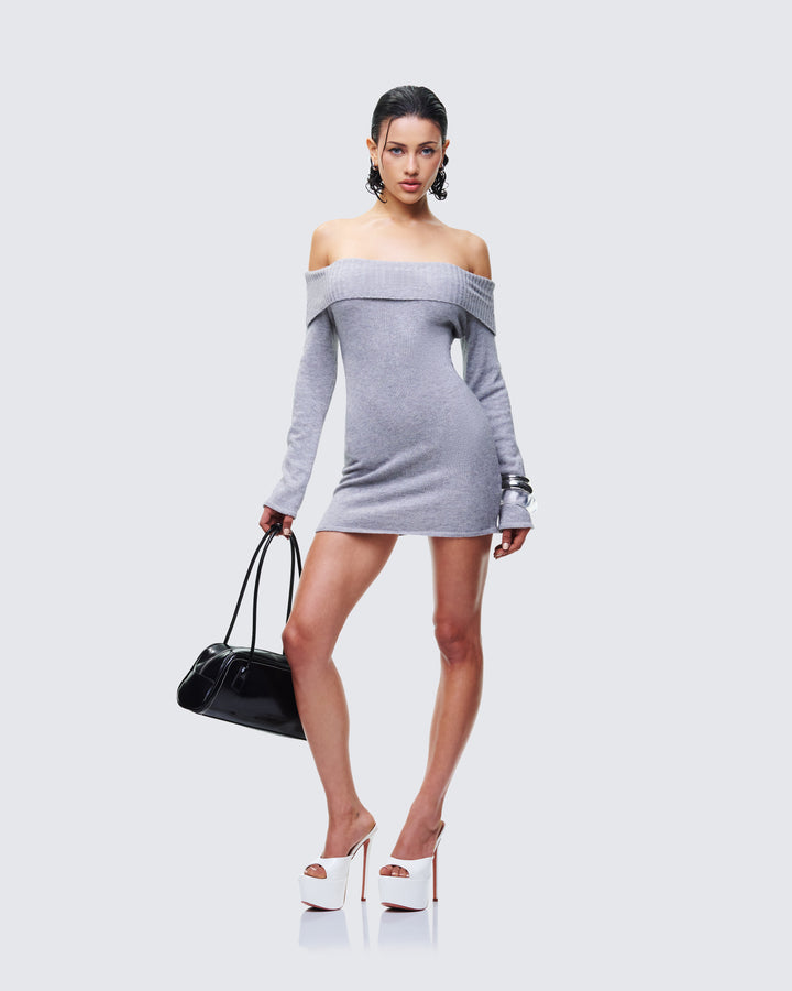 Women's grey mini dress close-up detail – FINESSE
