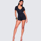 Women's black romper alternate angle – FINESSE