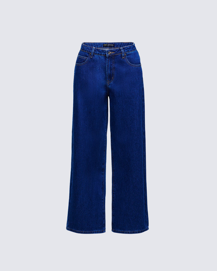 Women's blue cotton wide-leg pants – FINESSE