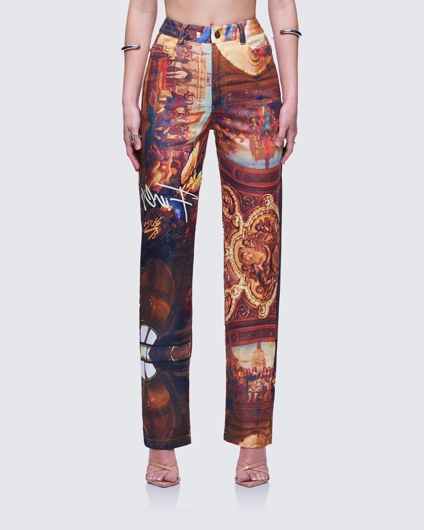 Women's red pants front view – FINESSE