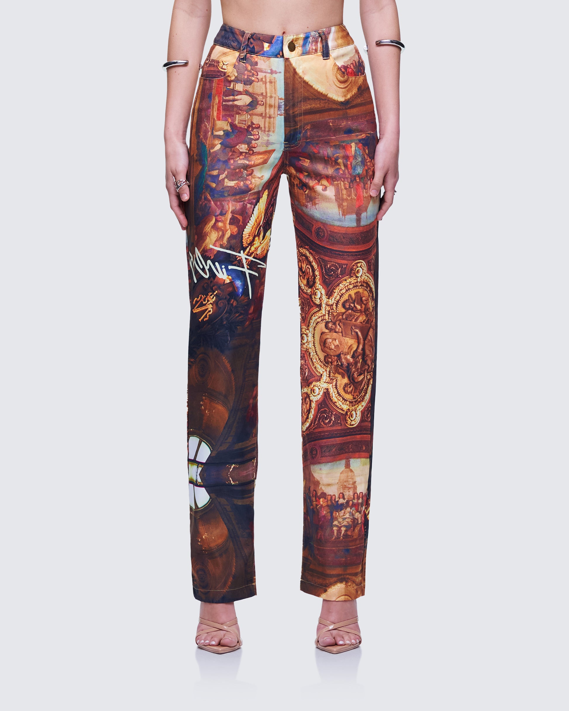 Women's red pants front view – FINESSE