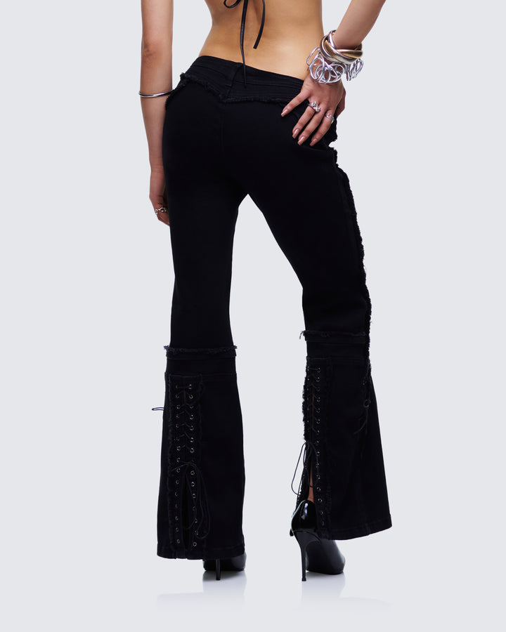 Women's black cotton bottoms close-up detail – FINESSE