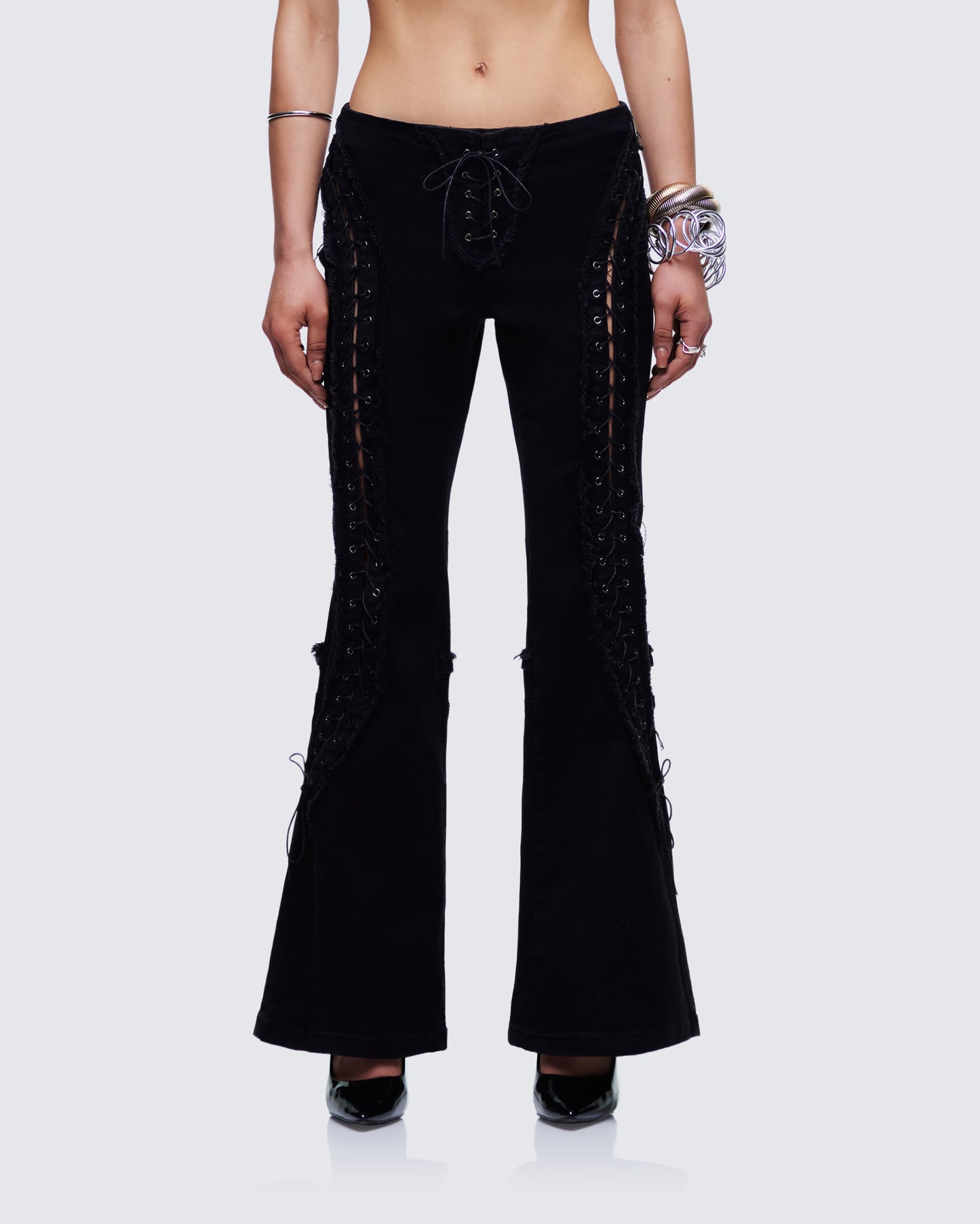 Women's black cotton bottoms front view – FINESSE