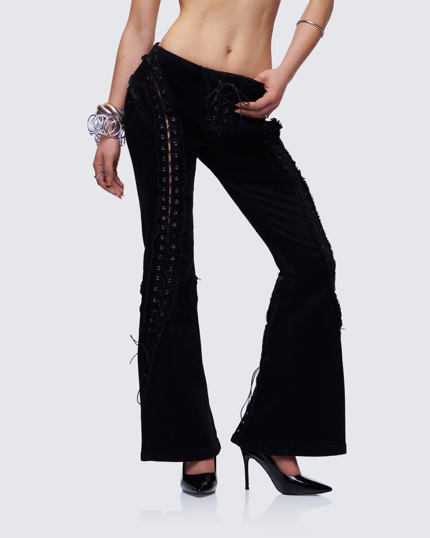 Women's black cotton bottoms styled on model – FINESSE