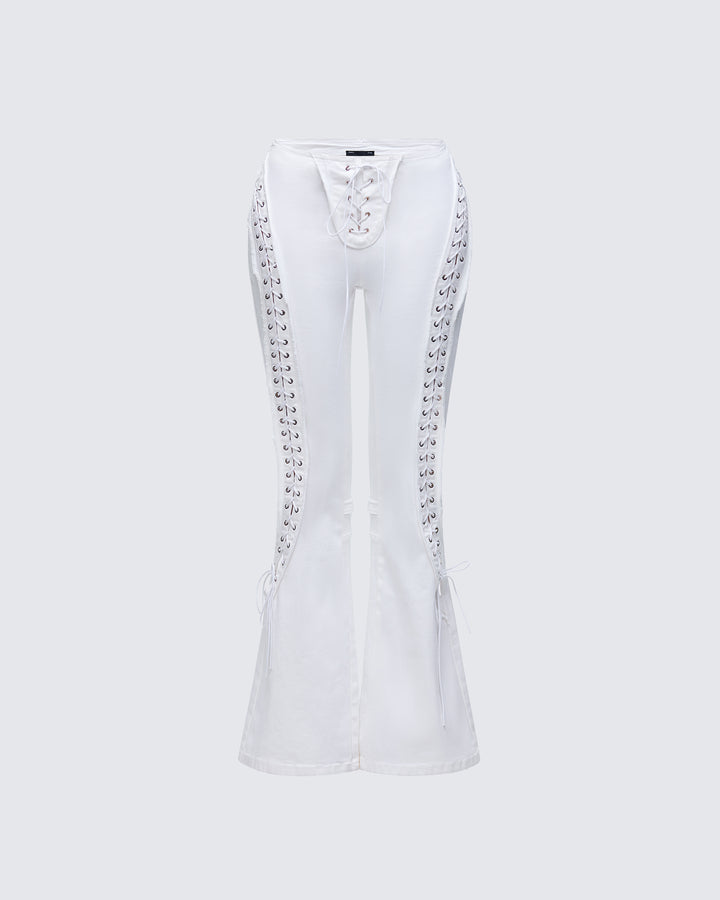Genoveva Stone Denim Lace Up Jeans product front