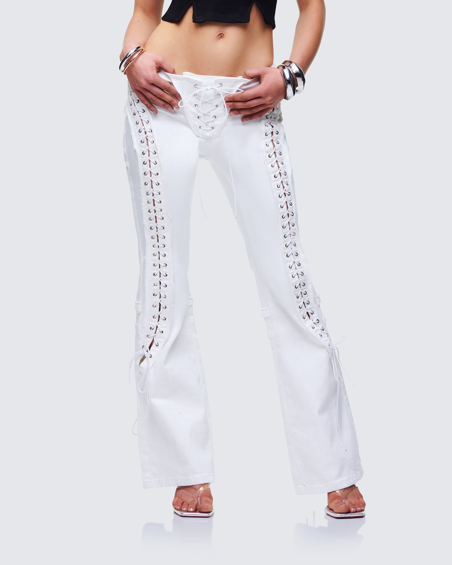 Genoveva Stone Denim Lace Up Jeans