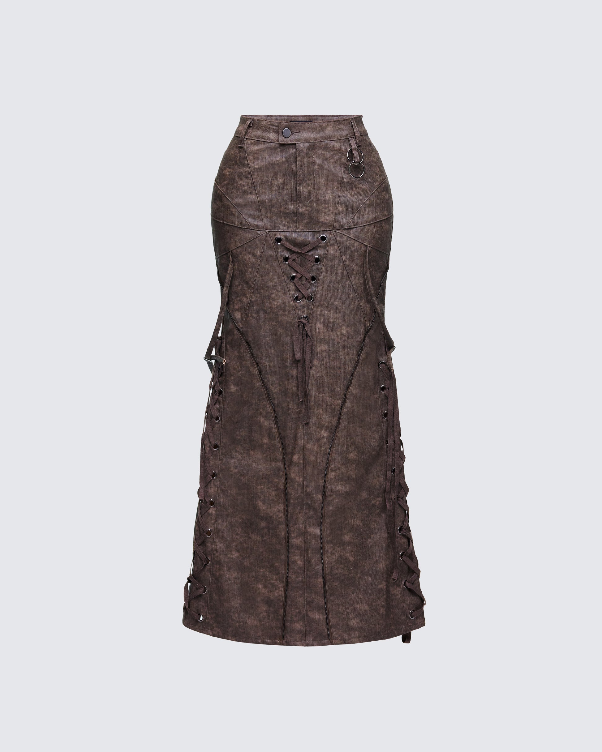 Hosea Brown Vegan Leather Maxi Skirt product front