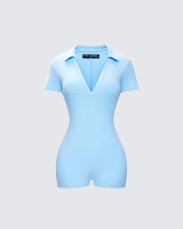 Women's blue cotton romper – FINESSE