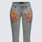 Jojo Grey Denim Flower Painted Jeans