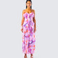 Women's pink maxi dress close-up detail – FINESSE