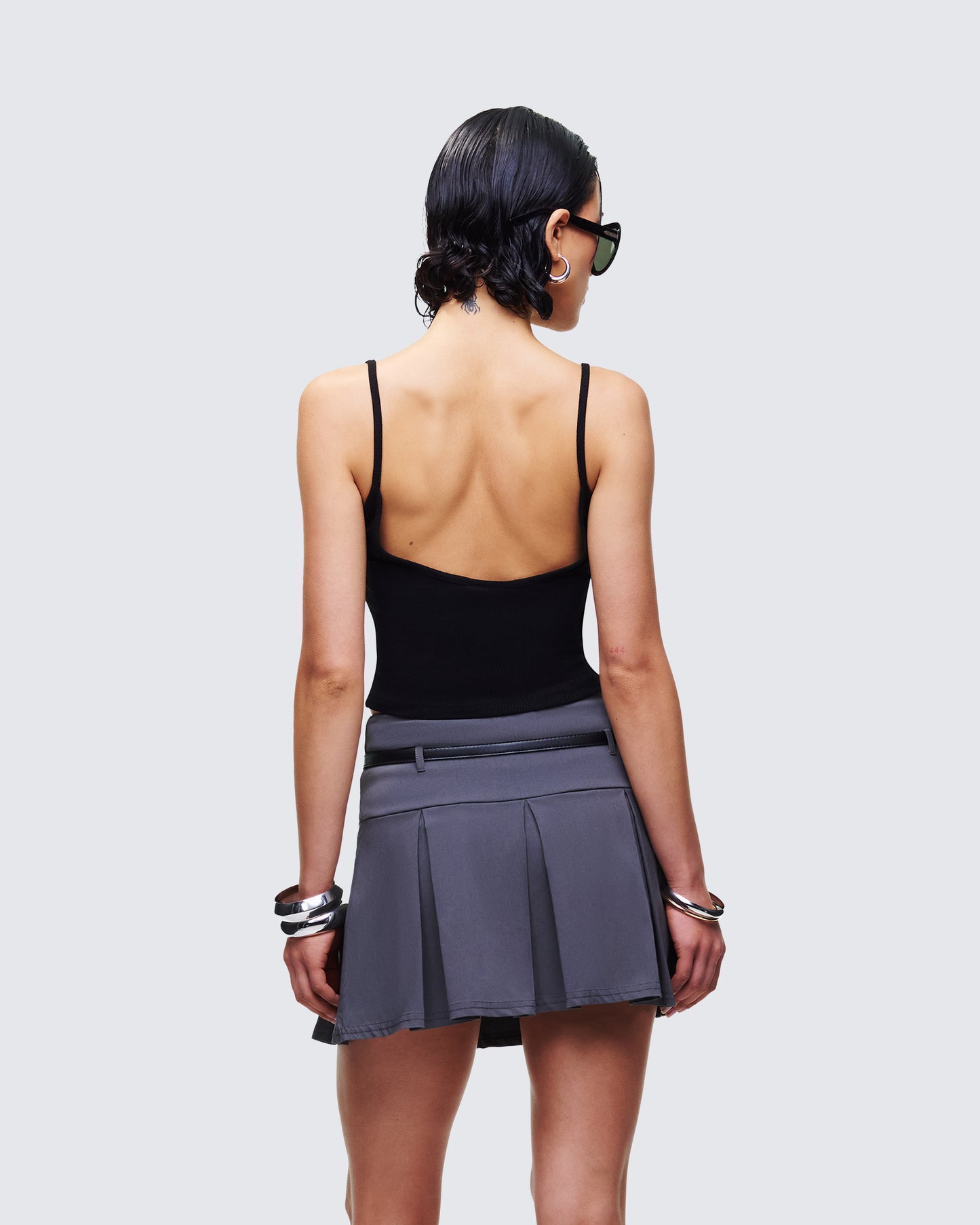 Keykie Black Rib U Neck Crop Cami Top