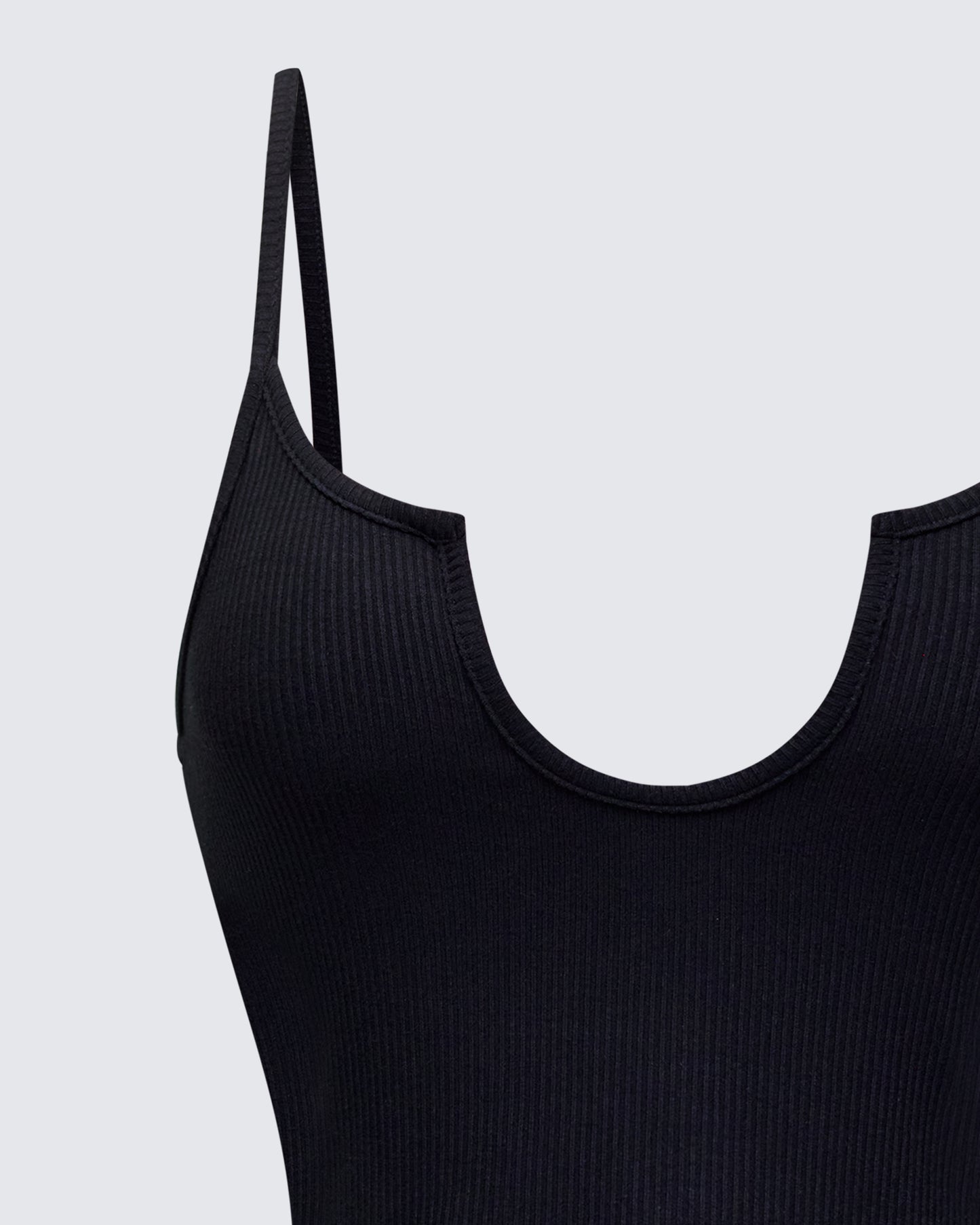 Keykie Black Rib U Neck Crop Cami Top