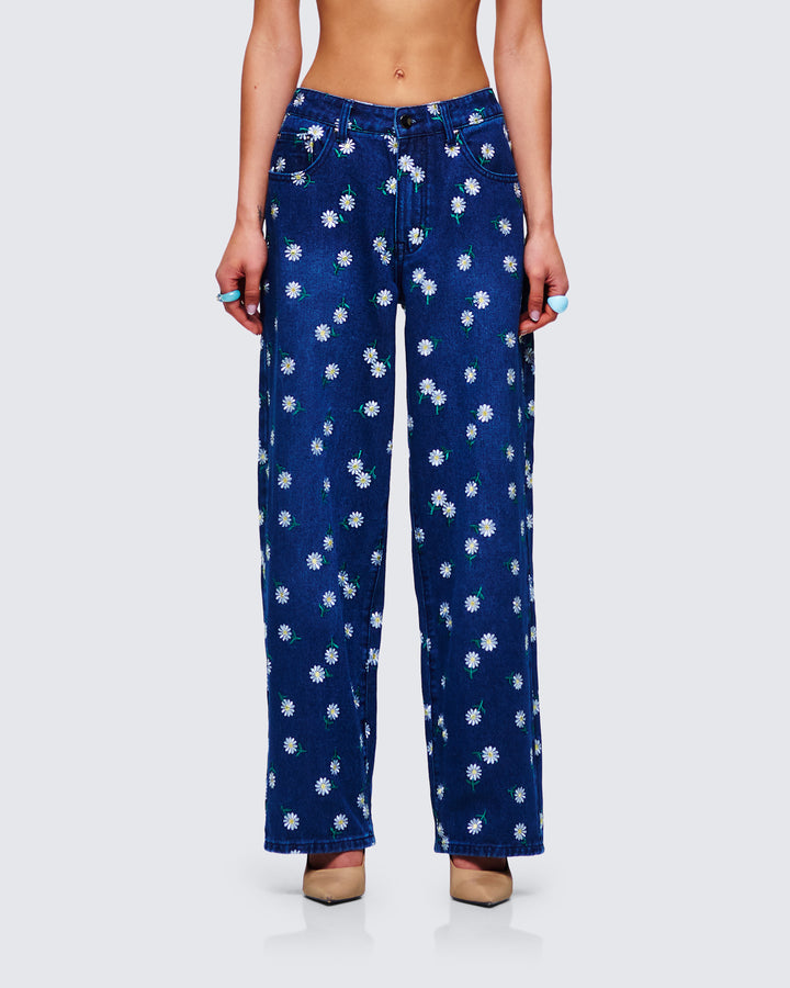 Women's blue cotton bottoms close-up detail – FINESSE