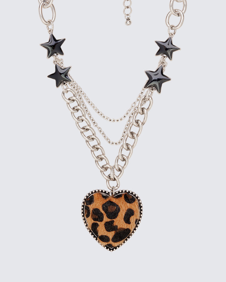 Koia Silver Leopard Heart Necklace